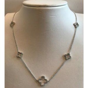 Clover Necklace 18" Real Diamonds w/ 925 Silver